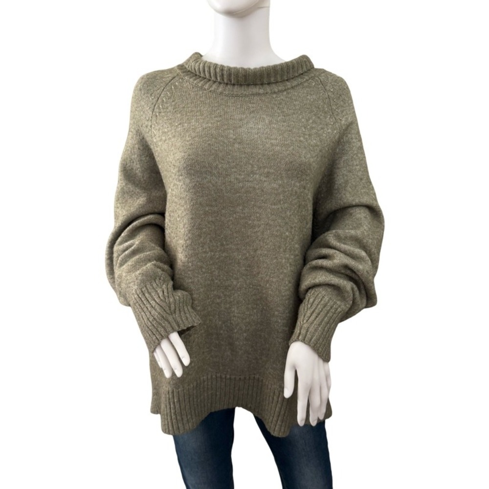 ELOQUII Sweater 22/24 Olive Green‎ Turtleneck Long Sleeve Knit Wool Blend Top
